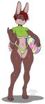  2022 4_toes 5_fingers anthro breasts clothed clothing digital_media_(artwork) feet female fingers hair hi_res kittydee lagomorph leporid looking_at_viewer mammal rabbit red_hair smile solo toes 