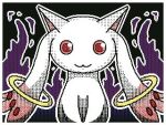  ambiguous_gender black_background border cat_eared_creature colored feral fire flipnote_studio_3d floating_ring forked_ears fur gold_ring incubator_(puella_magi) kyubey levitating_object low_res luckypanda mahou_shoujo_madoka_magica outline pink_ear_tips pink_inner_ear puella_magi pupils purple_flames quadruped red_eyes red_pupils red_spots ring shaded simple_background solo spots symmetrical_drawing symmetry white_body white_border white_fur white_outline 