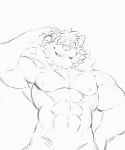  abs absurd_res anthro barrel_(live-a-hero) canid canine canis gesture grin heylaw21 hi_res lifewonders live-a-hero male mammal muscular muscular_anthro muscular_male nipples nude pecs salute sketch smile solo video_games wolf 