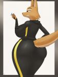  anthro big_breasts big_butt breasts butt canid canine canis clothing diane_foxington dreamworks duo female fox hi_res larger_female macro male mammal micro mr._wolf_(the_bad_guys) r-rova size_difference skinsuit smaller_male solo the_bad_guys thick_thighs tight_clothing wide_hips wolf 