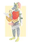  absurd_res anthro armor blush cuphead_(game) equid equine hand_gesture hi_res horse knight male mammal melee_weapon shield solo sword syforg teasing the_knight the_knight_(character) video_games warrior weapon 