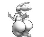  absurd_res anthro big_butt breasts butt dipstick_ears female half-closed_eyes hi_res huge_butt looking_back monochrome multicolored_ears narrowed_eyes nintendo nude pichu pok&eacute;mon pok&eacute;mon_(species) smile solo starstrikex thick_thighs video_games wide_hips 