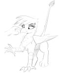  2021 absurd_res angry aquaticvibes avian beak boop cross-popping_vein disembodied_hand eyelashes feathers female feral fingers friendship_is_magic gilda_(mlp) gryphon hasbro hi_res human long_tail looking_down mammal monochrome my_little_pony mythological_avian mythology tail_tuft tuft wings 