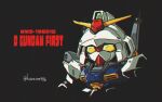  black_background character_name chibi chromatic_aberration d_gundam_first gundam highres kuruton486 mecha mobile_suit no_humans robot science_fiction solo under_the_gundam:_double_fake upper_body v-fin yellow_eyes 