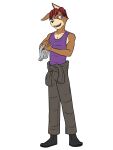  alternate_species anthro clothed clothing coveralls crossgender eyewear footwear ftm_crossgender full-length_portrait fully_clothed furrification fuze glasses hi_res lagomorph leporid male mammal maru_(stardew_valley) portrait rabbit shirt shoes simple_background solo stardew_valley tank_top topwear white_background 