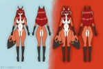  anthro big_breasts breasts canid canine curvy_figure evgheshkafx female fox fur fur_markings genitals green_eyes hair hi_res long_hair looking_at_viewer mammal markings model_sheet multi_eye multi_tail nipples nude pussy red_hair solo succubus suzanne_(evgheshkafx) thick_thighs 