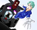  1girl absurdres aobito_sukoyaka_bystander aqua_hair beam_cannon blue_eyes breasts cable commentary_request floating four_murasame gloves glowing glowing_eyes gundam highres machinery mecha mecha_pilot_suit military_uniform mobile_suit open_hatch pilot_chair psyco_gundam purple_eyes reaching reaching_towards_viewer robot science_fiction signature titans_(gundam) upper_body v-fin white_gloves zero_gravity zeta_gundam 