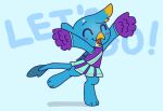  2019 2d_animation animated avian beak blue_body blush bottomwear cheerleader clothing dancing digital_media_(artwork) eyes_closed feral friendship_is_magic gallus_(mlp) girly gryphon happy hasbro loop male my_little_pony mythological_avian mythology open_mouth pom_poms skirt solo swerve-art wings 