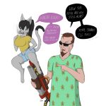  anthro domestic_cat duo felid feline felis female human male mammal postal_dude xvii_(artist) 