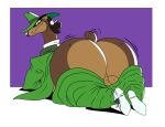  2022 a-side anthro ass_up balls big_balls big_butt black_hair bottomwear bottomwear_down brown_body brown_fur bubble_butt butt chubby_cheeks chubby_male clothed clothing disney docked_tail footwear fur genitals greasy_(character) green_outfit hair heavy_bottom hi_res huge_butt least_weasel looking_at_viewer male mammal motion_lines multicolored_body multicolored_fur mustela mustelid musteline pants pants_down partially_clothed pinup pose presenting presenting_hindquarters rear_view seductive sharp_teeth shoes short_tail simple_background smile smiling_at_viewer solo tail_motion tailwag teasing teeth thick_thighs toon_patrol true_musteline two_tone_body two_tone_fur white_clothing white_footwear white_shoes who_framed_roger_rabbit wiggle 