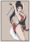  1girl absurdres breasts fatal_fury high_ponytail highres looking_at_viewer ninja ponytail revealing_clothes shiranui_mai solo street_fighter tyanoki 