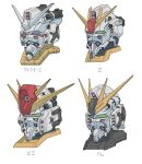  absurdres beam_cannon blue_eyes char&#039;s_counterattack green_eyes gun gundam gundam_gquuuuuux gundam_zz head_only highres looking_at_viewer mecha mecha_focus mobile_suit mobile_suit_gundam no_humans nu_gundam robot rx-78-2 science_fiction simple_background v-fin weapon white_background white_gundam zen_(jirakun) zeta_gundam zeta_gundam_(mobile_suit) zz_gundam 