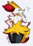  animal_genitalia animal_penis anthro braixen canid canine erection eyeshadow genitals hi_res inner_ear_fluff laugh makeup male mammal nintendo penis pok&eacute;mon pok&eacute;mon_(species) rotten_owl simple_background small_penis solo traditional_media_(artwork) tuft video_games white_background 