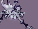 4:3 action_pose bolatra_(creatures_of_sonaria) breasts creatures_of_sonaria dripping female fungus glowing glowing_eyes glowing_markings glowing_nipples hanging_breasts hanging_upside_down hi_res humanoid markings mushroom nipples pinkbluensfw pose skin_pattern solo upside_down white_body