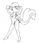 2015 accessory anthro bow_ribbon breasts clothing container drinking eyes_closed female fifi_la_fume hair hair_accessory hair_bow hair_ribbon line_art mammal mephitid milk milk_carton milk_container monochrome nipple_outline open_mouth panties ribbons shirt skunk solo tiny_toon_adventures topwear traditional_media_(artwork) underwear viroveteruscy warner_brothers