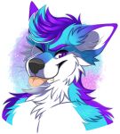  abstract_background anthro black_nose blep blue_body blue_ears blue_fur blue_hair bust_portrait canid cheek_tuft chest_tuft eyebrows facial_tuft fangs front_view fur glistening glistening_eyes glistening_hair hair inner_ear_fluff looking_at_viewer male mammal multicolored_hair neck_tuft one_eye_closed pink_tongue portrait princelykaden purple_body purple_ears purple_eyebrows purple_eyes purple_fur purple_hair shoulder_tuft solo tan_teeth tongue tongue_out tuft two_tone_hair white_body white_fur white_inner_ear white_inner_ear_fluff 