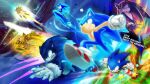  6+boys animal_ears armor black_eyes blue_fur blurry boots bug claws darkspine_sonic english_text excalibur_sonic fly gloves glowing glowing_sword glowing_weapon gold_armor gold_ring green_eyes green_hill_zone highres holding holding_sword holding_weapon male_focus mri multiple_boys multiple_persona no_pupils purple_fur red_boots red_eyes sonic_(series) sonic_and_the_black_knight sonic_and_the_secret_rings sonic_riders sonic_riders_(series) sonic_the_hedgehog sonic_the_hedgehog_(classic) sonic_the_werehog sonic_unleashed star_(symbol) super_sonic sword third-party_source weapon white_gloves yellow_fur 