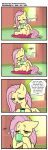  beverage blush blush_lines coffee coffee_mug comic english_text female feral fluttershy_(mlp) friendship_is_magic hasbro hi_res my_little_pony pencils_(artist) solo text tired 