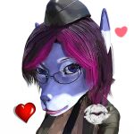 3d_(artwork) anthro canid canine canis clothing daz_studio_(artwork) digital_media_(artwork) eyewear female glasses hat headgear headwear heart_symbol hi_res jackal jacket kisses lipstick makeup mammal natalie_whitlow necktie perturbedmania profile solo topwear uniform