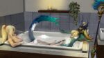  16:9 3d_(artwork) bathtub bbdworks digital_media_(artwork) duo female female/female hi_res human humanoid league_of_legends mammal marine merfolk metroid nami_(lol) nintendo nude riot_games samus_aran sarah_bryant source_filmmaker split_form staff video_games widescreen 