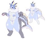  2022 8_nipples alternate_form anthro areola areola_piercing belly belly_nipples big_clitoris biped birdpaw_(artist) blue_areola blue_body blue_nipples blue_skin clitoris cute_fangs digital_media_(artwork) eeveelution female frill_(anatomy) full-length_portrait genitals gloves_(marking) grey_body grey_markings grey_skin leg_markings markings multi_nipple nintendo nipple_piercing nipple_ring nipples overweight overweight_anthro overweight_female pawpads piercing pink_pawpads pok&eacute;mon pok&eacute;mon_(species) portrait ring_piercing simple_background socks_(marking) solo standing tan_belly tan_frill vaporeon video_games white_background 