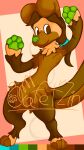  4_fingers 4_toes absurd_res anthro brown_body brown_eyes brown_fur brown_hair cafet&#039;zin cafet&#039;zin_(artist) canid canine canis digitigrade domestic_dog featureless_crotch feet fingers fluffy fluffy_chest fur green_nose green_paws hair happy hi_res long_hair male mammal neck_tuft shaded signature simple_background simple_shading solo tan_body tan_fur toes tuft 