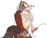 2024 abdominal_bulge anal anal_penetration animal_genitalia animal_penis anthro anthro_on_anthro anthro_penetrated anthro_penetrating anthro_penetrating_anthro balls biped bite blush bodily_fluids bottomless butt canid canine canine_genitalia canine_penis canis cheek_tuft claws clothed clothing cum cum_in_ass cum_inside cum_while_penetrated cumshot digital_drawing_(artwork) digital_media_(artwork) duo ejaculation erection eyes_closed facial_tuft fangs fluffy fluffy_tail fox fur genital_fluids genitals grey_body grey_fur half-length_portrait heart_symbol hi_res inner_ear_fluff knot looking_pleasured male male/male male_penetrated male_penetrating male_penetrating_male mammal motion_lines neck_bite open_mouth orgasm_face partially_clothed penetration penis portrait rococo_clothing scruff_bite sex sheath signature simple_background standing standing_sex tail tatujapa teeth throat_grab tongue tongue_out topwear tuft underwear underwear_down whiskers white_body white_fur wolf
