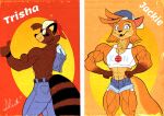  abs anthro canid canine female fox hi_res jackie_(fox-pop) kattman mammal muscular muscular_anthro muscular_female pose raccoon_dog tanuki trisha_(fox-pop) 