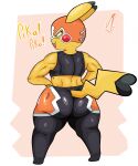  &lt;3_tail anthro beady_eyes big_butt black_body black_eyes black_fur butt cleft_tail clothed clothing cosplay_pikachu_(costume) dialogue dipstick_ears dipstick_tail featureless_feet female fur hi_res huge_butt looking_at_viewer looking_back looking_back_at_viewer markings mask multicolored_body multicolored_ears multicolored_fur muscular muscular_female n0b0dy narrowed_eyes nintendo open_mouth pikachu pikachu_libre pink_background pok&eacute;mon pok&eacute;mon_(species) rear_view short_stack simple_background solo sports_mask sportswear standing tail_markings text thick_thighs video_games white_background wrestling_mask wrestling_outfit yellow_body yellow_fur 