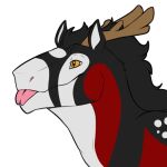  2022 felkin horn mane red_body symrea telegram_sticker tongue yellow_eyes 