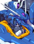  absurdres artist_name commentary gundam gundam_gquuuuuux gundam_mk_v gundam_sentinel highres jackoonz mecha mecha_focus mobile_suit no_humans portrait purple_eyes redesign robot science_fiction signature solo v-fin 
