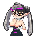  1:1 absurd_res big_breasts breasts callie_(splatoon) cephalopod chedx clothed clothing female flashing hi_res humanoid humanoid_pointy_ears inkling marine mollusk nintendo not_furry pseudo_hair pupils simple_background snaggle_tooth solo splatoon tentacle_hair tentacles topless unusual_pupils video_games white_background 