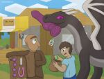 bald big_dildo black_body building clothed clothing detailed_background dildo dragon ender_dragon female feral group hair hi_res horn house huge_dildo human jean_(minecraft) larger_feral looking_at_another male mammal microsoft minecraft mojang mythological_creature mythological_scalie mythology purple_eyes question_mark scalie sex_toy size_difference smaller_human smile steve_(minecraft) store strohdelfin tongue tongue_out trio village villager_(minecraft) xbox_game_studios