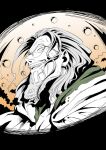  1boy beard cloak commentary_request facial_hair glasses hood hooded_cloak limited_palette long_hair looking_at_viewer male_focus musasabiop one_piece silvers_rayleigh smile solo water_drop 
