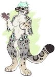  4_toes 5_fingers anthro black_ears black_spots black_tail black_tail_tip blep blue_spots breasts brown_nose cheek_tuft chest_tuft crotch_tuft dipstick_tail elbow_tuft facial_spots facial_tuft featureless_breasts featureless_crotch feet felid female fingers front_view fur gold_ear_ring gold_ring_piercing grey_body grey_fur grey_tail hi_res hip_tuft looking_aside mammal markings navel neck_tuft nude pawpads princelykaden red_pawpads red_tongue solo spots spotted_arms spotted_face spotted_legs spotted_markings spotted_neck spotted_tail tail_markings tan_body tan_fur tan_tail toes tongue tongue_out tuft white_body white_breasts white_ears white_fur 