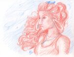  absurd_res bovid caprine flowing_hair goat goat_girl goat_oc grace_mccray hair hi_res mammal red_hair sketch traditional_sketch 