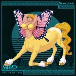  1:1 abs arthropod beard blonde_hair bra butterfly centaur clothing equid equid_taur equine facial_hair fairy frankly-art gold_(metal) gold_hooves hair hi_res hooves humanoid humanoid_taur insect kneeling lepidopteran lepidopteran_wings mammal mammal_taur navel pegasus pegasus_taur pholus_reborn pose saffron_(pholus_reborn) smile solo stretching stubble taur underwear waist wings yellow_bra yellow_clothing yellow_tail yellow_underwear 