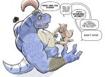 2025 anthro anthro_on_anthro armor belly biceps bird&#039;s-eye_view blush bodily_fluids boots bottomwear bracers canid canine claws clothed clothed/nude clothing dialogue dinosaur duo english_text erection eyebrows footwear fox fox_mccloud fur genital_fluids genitals glans gloves hair handjob handwear headgear helmet hi_res high-angle_view humanoid_genitalia humanoid_penis humor hunter-husky kneeling male male/male mammal moobs musclegut muscular muscular_anthro muscular_male nintendo nipples non-mammal_nipples nude open_mouth overweight overweight_anthro overweight_male pants penile penis precum prehistoric_species reptile restricted_palette scales scalie sex sharpclaw_(star_fox) shoes simple_background size_difference standing star_fox surprise_sex surprised_expression sweat text topless topless_anthro topless_male tuft watermark white_background