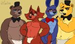 anthro bear bonnie_(fnaf) bulge canid canine clothing five_nights_at_freddy&#039;s fox foxy_(fnaf) freddy_(fnaf) golden_freddy_(fnaf) group hi_res male male/male mammal nasthane scottgames underwear