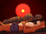 anthro bodily_fluids briefs chase_hunter clothing duo echo_(game) echo_(series) echo_project eye_bags flynn_moore gila_monster heat_lamp helodermatid hi_res lamp lizard male male/male mammal mustelid night nipples nude otter reptile scalie shirtless sleeping sweat underwear ventkazemaru whiskers