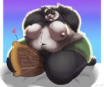  anthro belly big_breasts big_butt big_legs breasts butt colored female giant_panda mammal overweight pillow rider ruby_panda(artist) sitting smile solo solo_focus thick_thighs ursid 