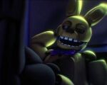  5:4 animatronic anthro blue_bow_tie bow_tie five_nights_at_freddy&#039;s five_nights_at_freddy&#039;s_4 green_eyes lagomorph leporid looking_at_viewer machine male mammal multicolored_body open_mouth open_smile rabbit robot scottgames smile solo spring_bonnie_(fnaf) unknown_artist video_games yellow_body 
