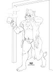  absurd_res barazoku belly furry gay_furry hi_res male male/male monochrome muscular slightly_chubby 