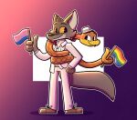  absurd_res anthro bisexual_pride_colors canid canine canis clothed clothing cute_fangs dreamworks duo feral gesture greggfox10 hi_res lgbt_pride long_tail male male/male mammal mr._snake_(the_bad_guys) mr._wolf_(the_bad_guys) pride_colors rainbow_flag rainbow_pride_flag rainbow_symbol reptile scalie snake the_bad_guys thumbs_up wolf 