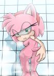  absurd_res amy_rose anthro anus blush breasts butt butt_grab eulipotyphlan featureless_breasts female genitals green_eyes hair hand_on_butt hedgehog hi_res looking_at_viewer mammal nude pink_body pink_hair presenting presenting_hindquarters pussy sega shower solo solo_focus sonic_the_hedgehog_(series) steam unknown_artist water wet 