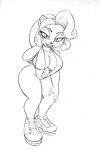  absurd_res activision anthro big_breasts big_butt bikini breasts butt clothing coco_bandicoot crash_bandicoot_(series) curvy_figure female footwear hair hi_res lipstick long_hair makeup monochrome omegasunburst shoes sling_bikini smile solo swimwear thick_thighs video_games voluptuous wide_hips 