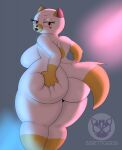  adventure_time anthro berettiger26 big_breasts big_butt blush breasts butt butt_grab cake_the_cat cartoon_network domestic_cat fangs felid feline felis female fur half-closed_eyes hand_on_butt hi_res looking_at_viewer looking_back looking_back_at_viewer mammal narrowed_eyes open_mouth solo thick_thighs white_body white_fur yellow_body yellow_fur 
