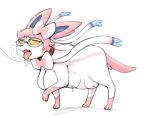  after_transformation belly blush bodily_fluids breasts breath busty_feral collar eeveelution empty_eyes eyewear fangs female feral fur glasses hair humiliation lactating leash leash_pull looking_pleasured multi_breast nintendo no_pupils panting paws pink_hair pok&eacute;mon pok&eacute;mon_(species) pregnant saliva simple_background solo subakitsu sylveon tongue tongue_out video_games white_background white_body white_fur yellow_eyes yellow_sclera 