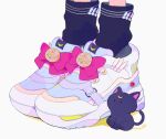 bishoujo_senshi_sailor_moon black_cat bow cat highres luna_(sailor_moon) moon pepparmint310 pink_bow shadow shoes simple_background sneakers white_background white_footwear 