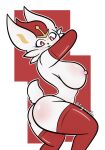  absurd_res anthro breasts cinderace female fur hi_res irgramfox looking_at_viewer mammal nintendo nintendo_switch pok&eacute;mon pok&eacute;mon_(species) simple_background solo video_games white_body white_fur 